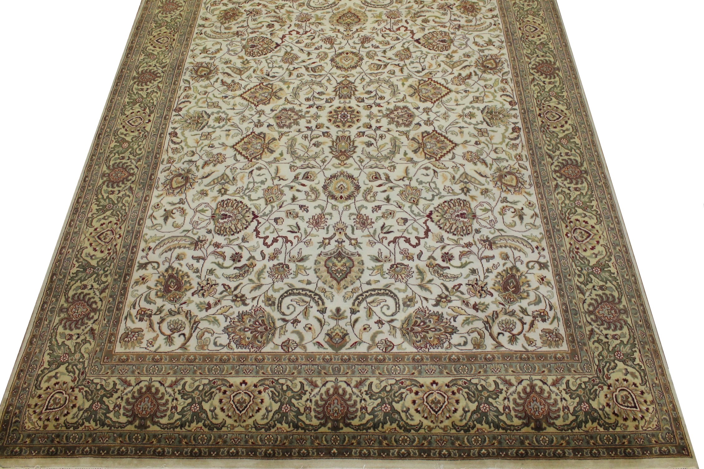 Clearance & Discount Rugs Traditional Hand Knotted Wool Rug 6428 Ivory - Beige & Lt. Gold - Gold Hand Knotted Rug