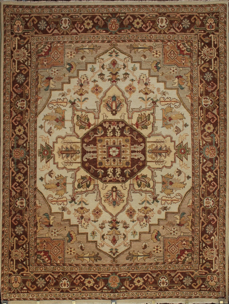 Clearance & Discount Rugs Nawab Hand Knotted Rug 7825 Ivory - Beige & Lt. Brown - Chocolate Hand Knotted Rug