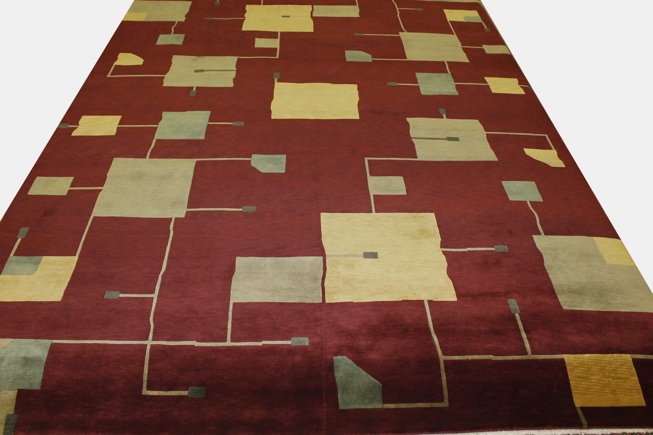 Clearance & Discount Rugs Tibet Style Hand Knotted Rug 8450 Red - Burgundy & Multi Hand Knotted Rug