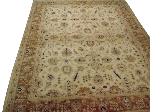Clearance & Discount Rugs Peshawar Hand Knotted Wool Rug 9404 Ivory - Beige & Lt. Gold - Gold Hand Knotted Rug