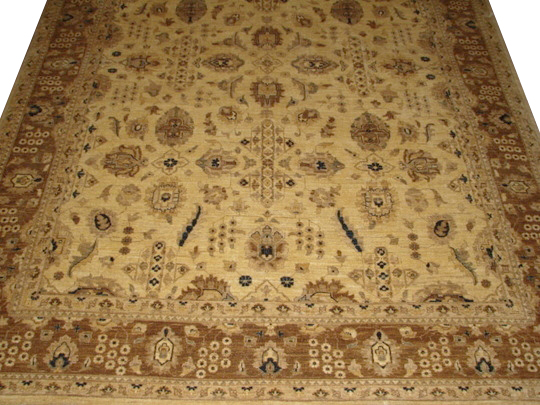 Clearance & Discount Rugs Peshawar Hand Knotted Wool Rug 9404 Ivory - Beige & Lt. Gold - Gold Hand Knotted Rug