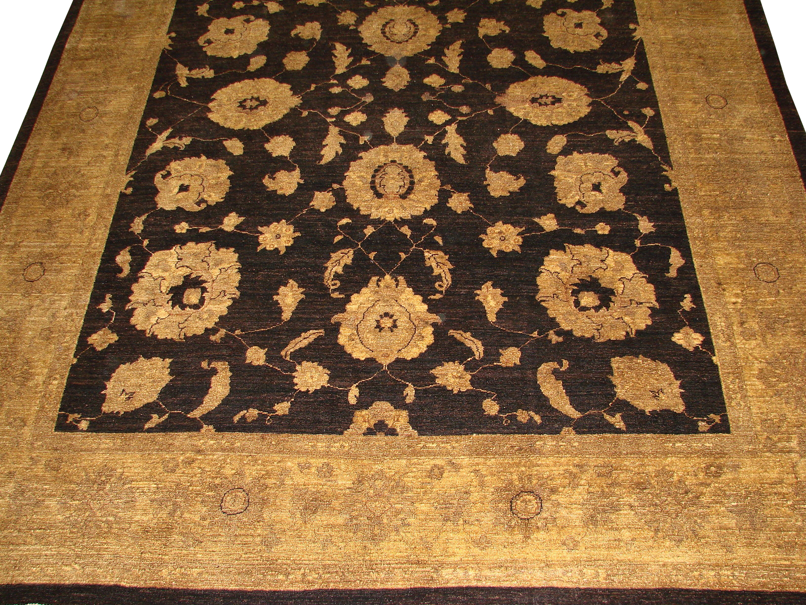 Clearance & Discount Rugs Chobi Stone Washed Wool Rug 9519 Black - Charcoal & Lt. Gold - Gold Hand Knotted Rug