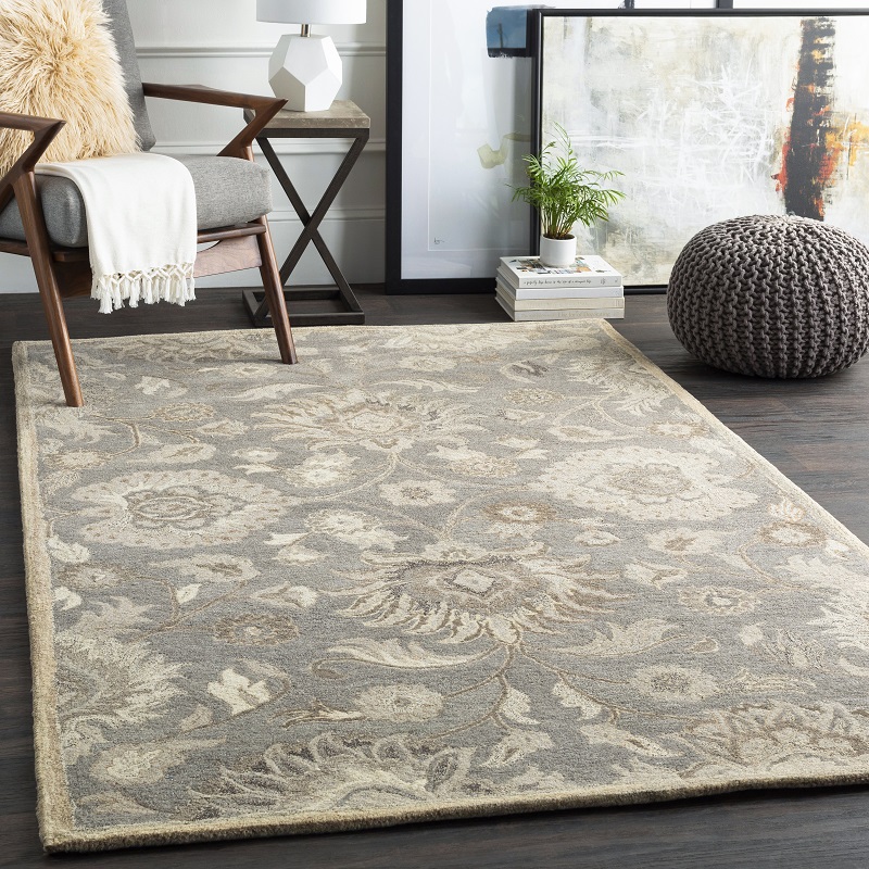 Round, Octagon & Square Rugs Caesar CAE-1195 Camel - Taupe & Lt. Grey - Grey Hand Tufted Rug