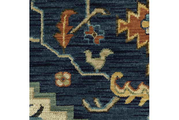 Traditional & Oriental Rugs Francesca FR09F Medium Blue - Navy & Camel - Taupe Machine Made Rug