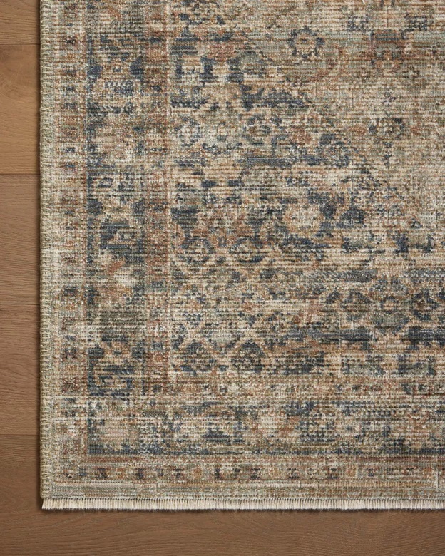 Antique Style Rugs Heritage HER-08 Aqua - Lt.Green & Medium Blue - Navy Machine Made Rug