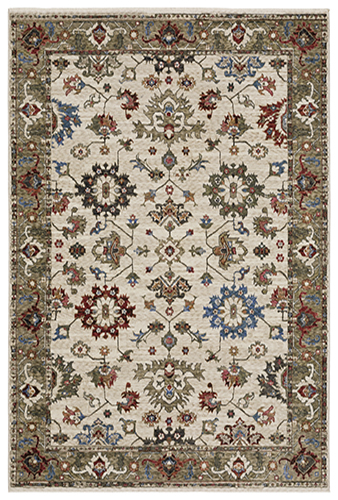 Oushak Rugs Hastings HA03W Ivory - Beige & Green Machine Made Rug