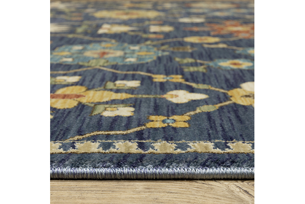 Oushak Rugs Francesca FR02L Medium Blue - Navy & Multi Machine Made Rug