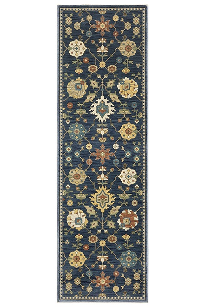 Oushak Rugs Francesca FR02L Medium Blue - Navy & Multi Machine Made Rug