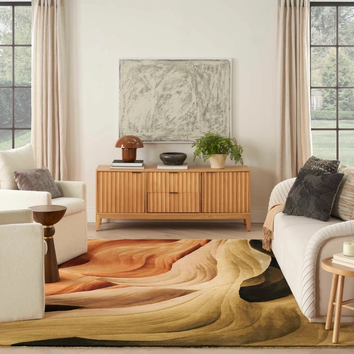 Contemporary & Transitional Rugs Prismatic PRS38 Lt. Brown - Chocolate & Lt. Gold - Gold Hand Tufted Rug