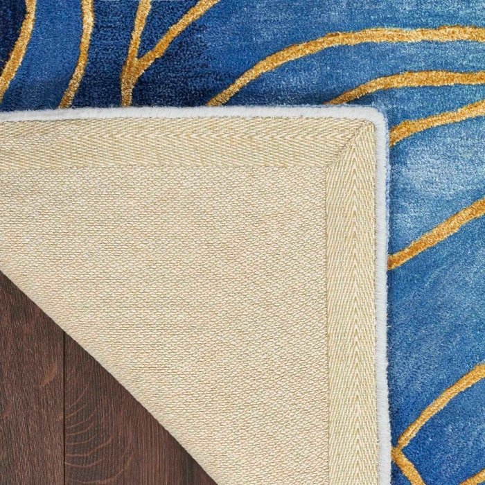 Contemporary & Transitional Rugs Prismatic PRS32 Medium Blue - Navy & Lt. Gold - Gold Hand Tufted Rug