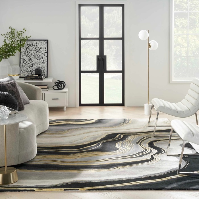 Contemporary & Transitional Rugs Prismatic PRS31 Black - Charcoal & Lt. Grey - Grey Hand Tufted Rug