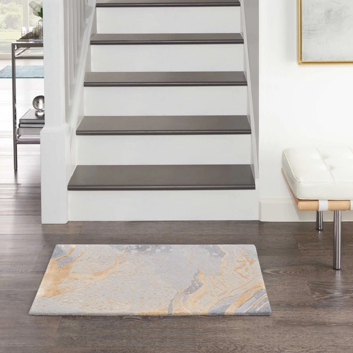 Contemporary & Transitional Rugs Prismatic PRS28 Lt. Grey - Grey & Lt. Gold - Gold Hand Tufted Rug