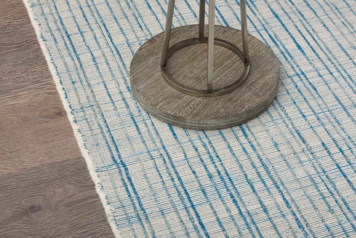 Custom & Wall to Wall Textureweave Teal Lt. Blue - Blue Machine Made Rug