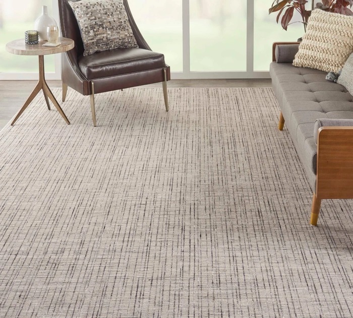 Custom & Wall to Wall Textureweave Domino Lt. Grey - Grey & Black - Charcoal Machine Made Rug