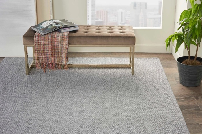 Custom & Wall to Wall Splendor Wave Smoke Lt. Grey - Grey Machine Made Rug