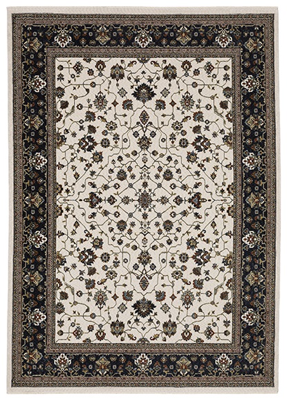 Traditional & Oriental Rugs Vivian VI02B Ivory - Beige & Medium Blue - Navy Machine Made Rug