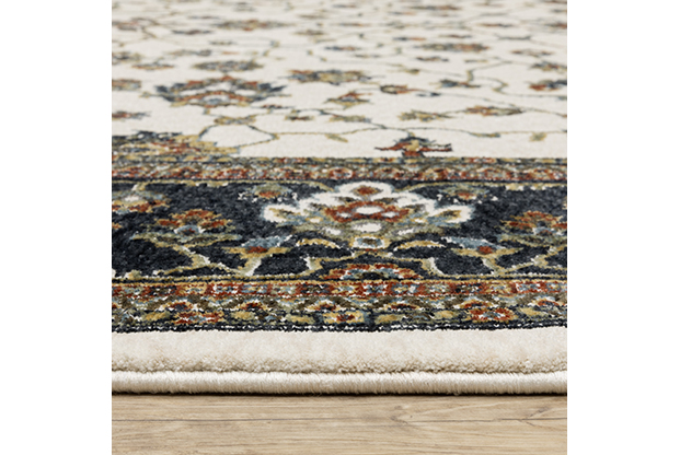 Traditional & Oriental Rugs Vivian VI02B Ivory - Beige & Medium Blue - Navy Machine Made Rug