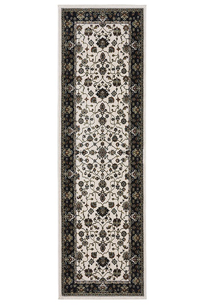 Traditional & Oriental Rugs Vivian VI02B Ivory - Beige & Medium Blue - Navy Machine Made Rug