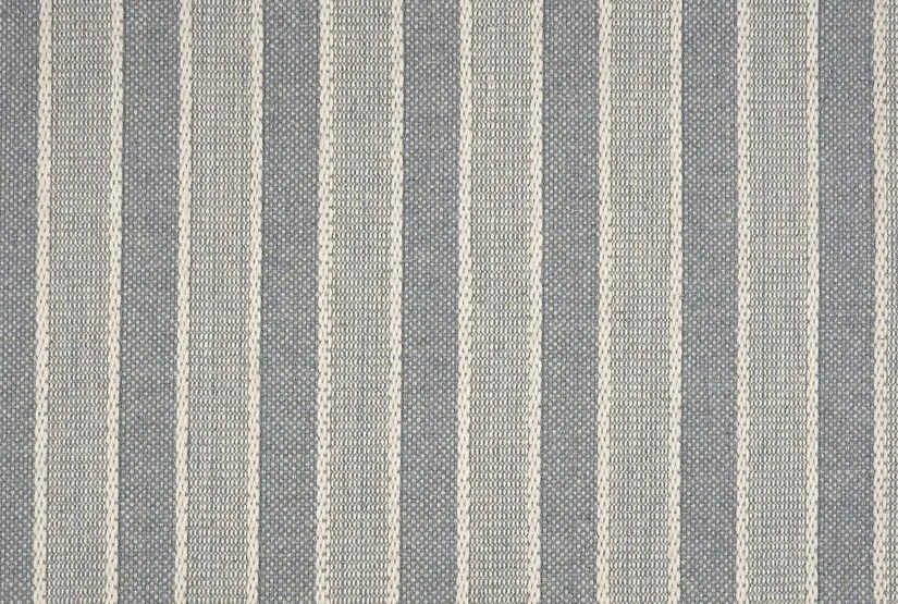 Custom & Wall to Wall Renegade Stripe Steel Blue Medium Blue - Navy & Lt. Grey - Grey Flat weave Rug