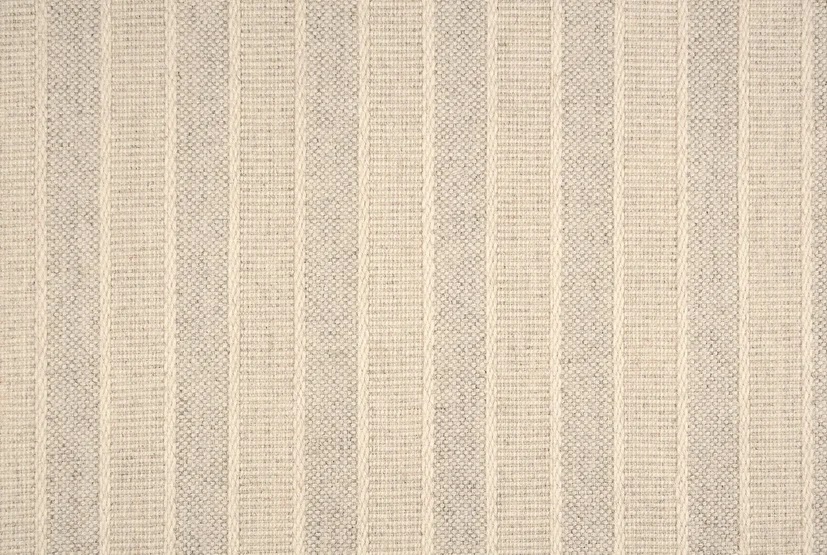 Custom & Wall to Wall Renegade Stripe Linen Ivory - Beige & Lt. Grey - Grey Flat weave Rug