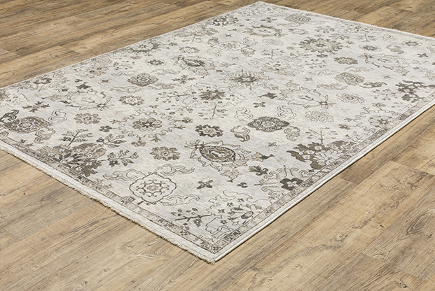 Oushak Rugs Chamberlain CH06B Ivory - Beige & Black - Charcoal Machine Made Rug