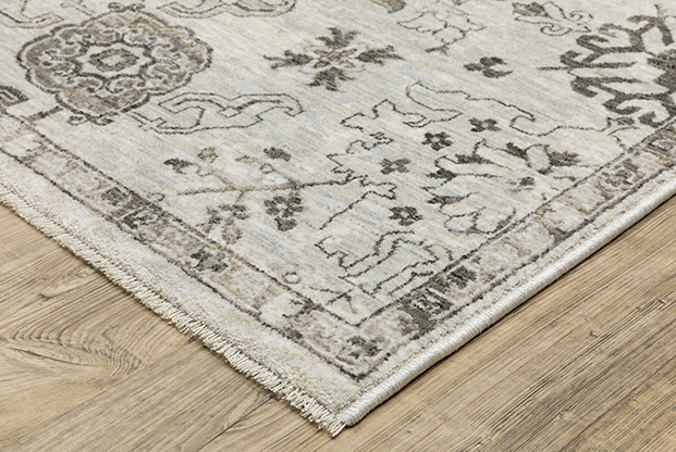 Oushak Rugs Chamberlain CH06B Ivory - Beige & Black - Charcoal Machine Made Rug