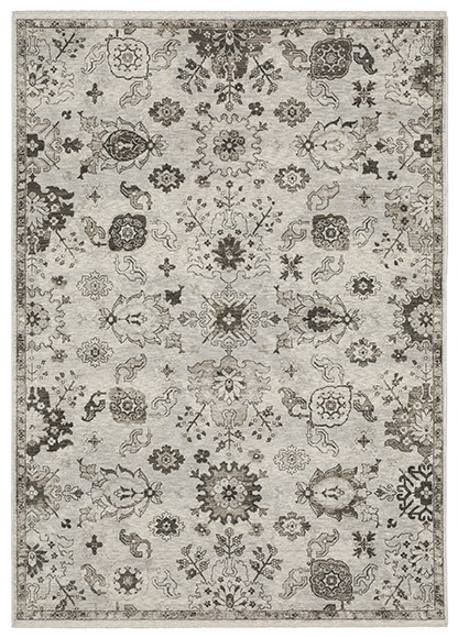 Oushak Rugs Chamberlain CH06B Ivory - Beige & Black - Charcoal Machine Made Rug