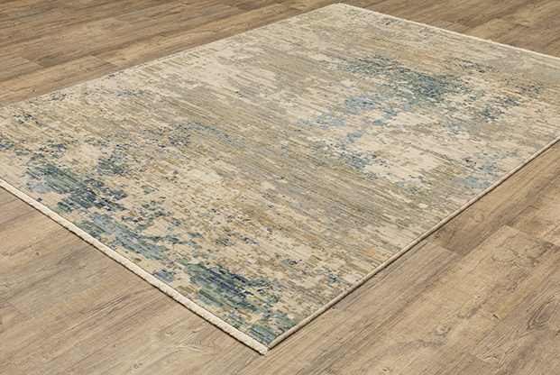 Contemporary & Transitional Rugs Soleri SOL07 Ivory - Beige & Lt. Blue - Blue Machine Made Rug