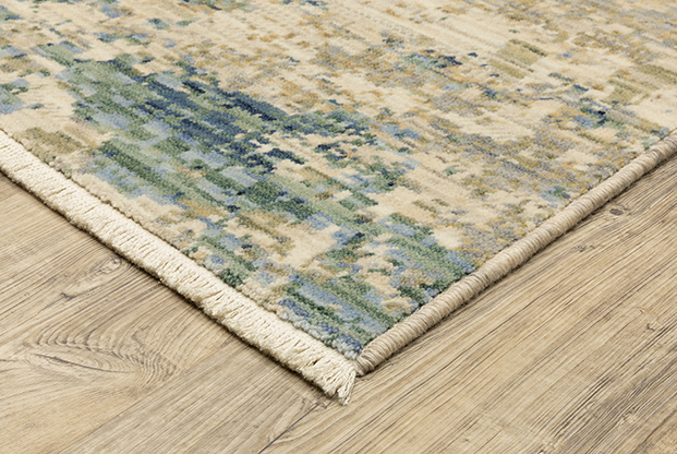 Contemporary & Transitional Rugs Soleri SOL07 Ivory - Beige & Lt. Blue - Blue Machine Made Rug