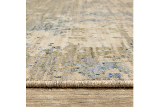 Contemporary & Transitional Rugs Soleri SOL07 Ivory - Beige & Lt. Blue - Blue Machine Made Rug