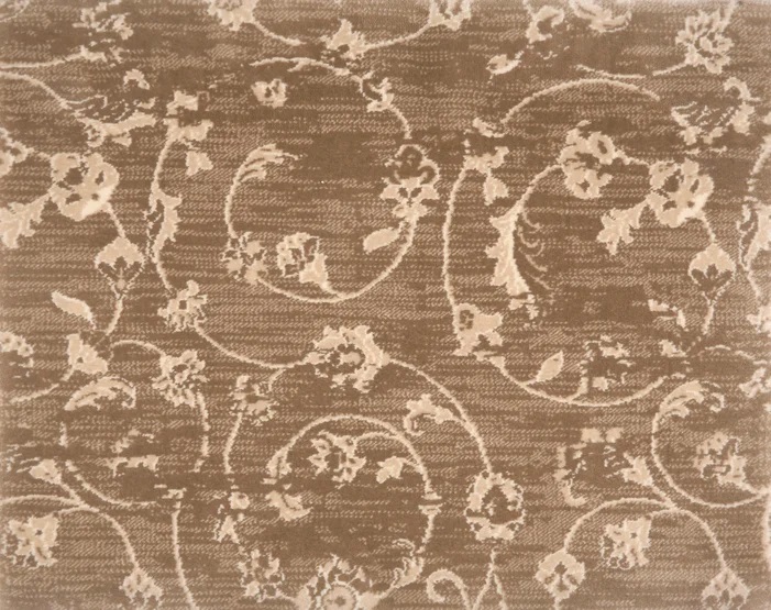 Custom & Wall to Wall Floretta Tan Camel - Taupe & Ivory - Beige Machine Made Rug