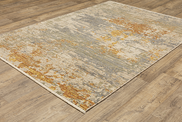 Contemporary & Transitional Rugs Soleri SOL03 Lt. Grey - Grey & Rust - Orange Machine Made Rug