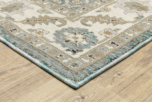 Casual & Solid Rugs Andorra 2429A Lt. Blue - Blue & Ivory - Beige Machine Made Rug