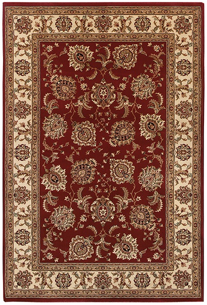 Traditional & Oriental Rugs Ariana 117C Red - Burgundy & Ivory - Beige Machine Made Rug