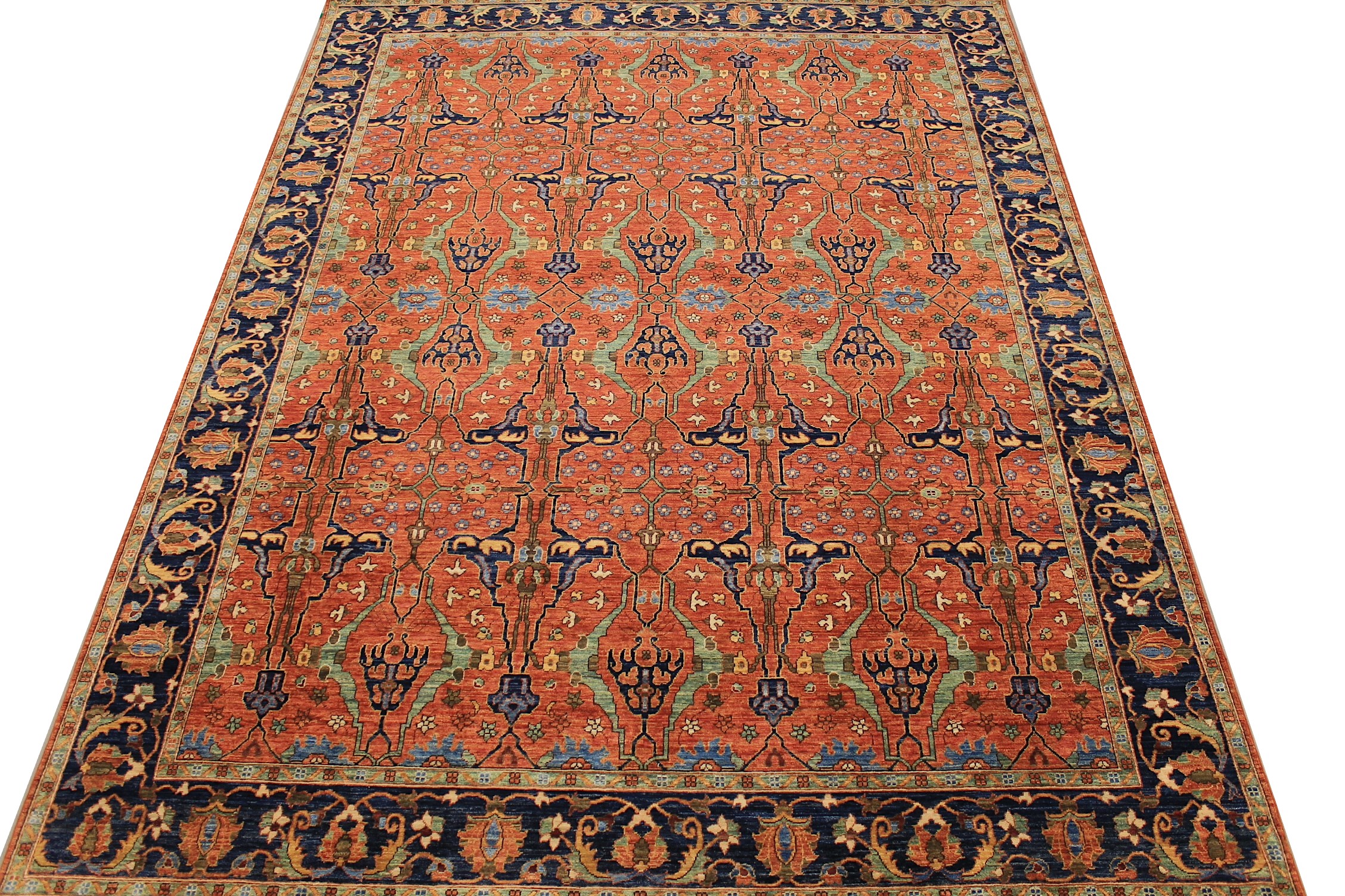 Traditional & Oriental Rugs Aryana 028852 Red - Burgundy & Medium Blue - Navy Hand Knotted Rug