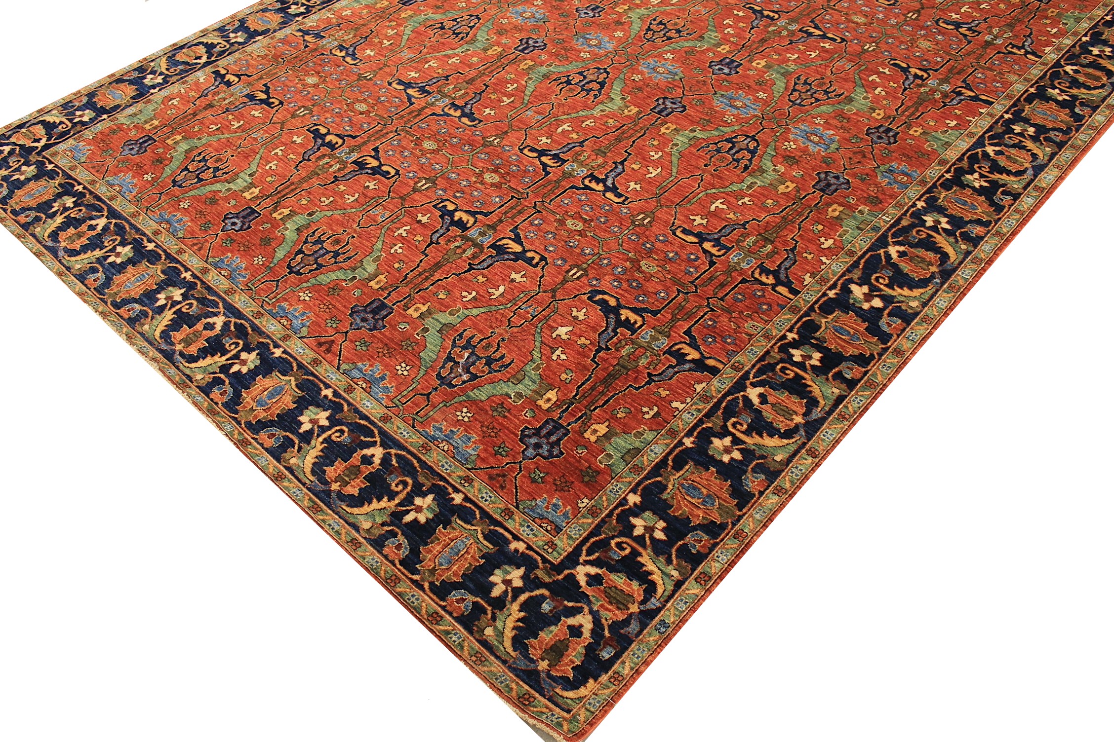 Traditional & Oriental Rugs Aryana 028852 Red - Burgundy & Medium Blue - Navy Hand Knotted Rug