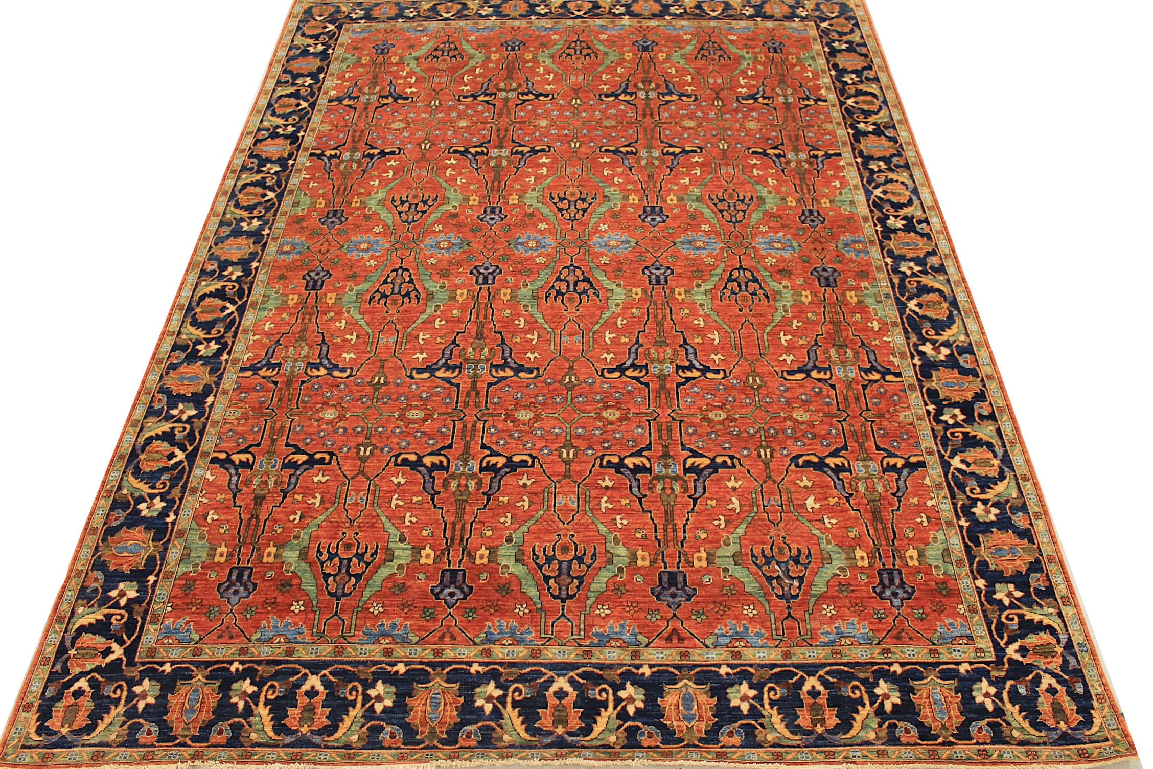 Traditional & Oriental Rugs Aryana 028852 Red - Burgundy & Medium Blue - Navy Hand Knotted Rug