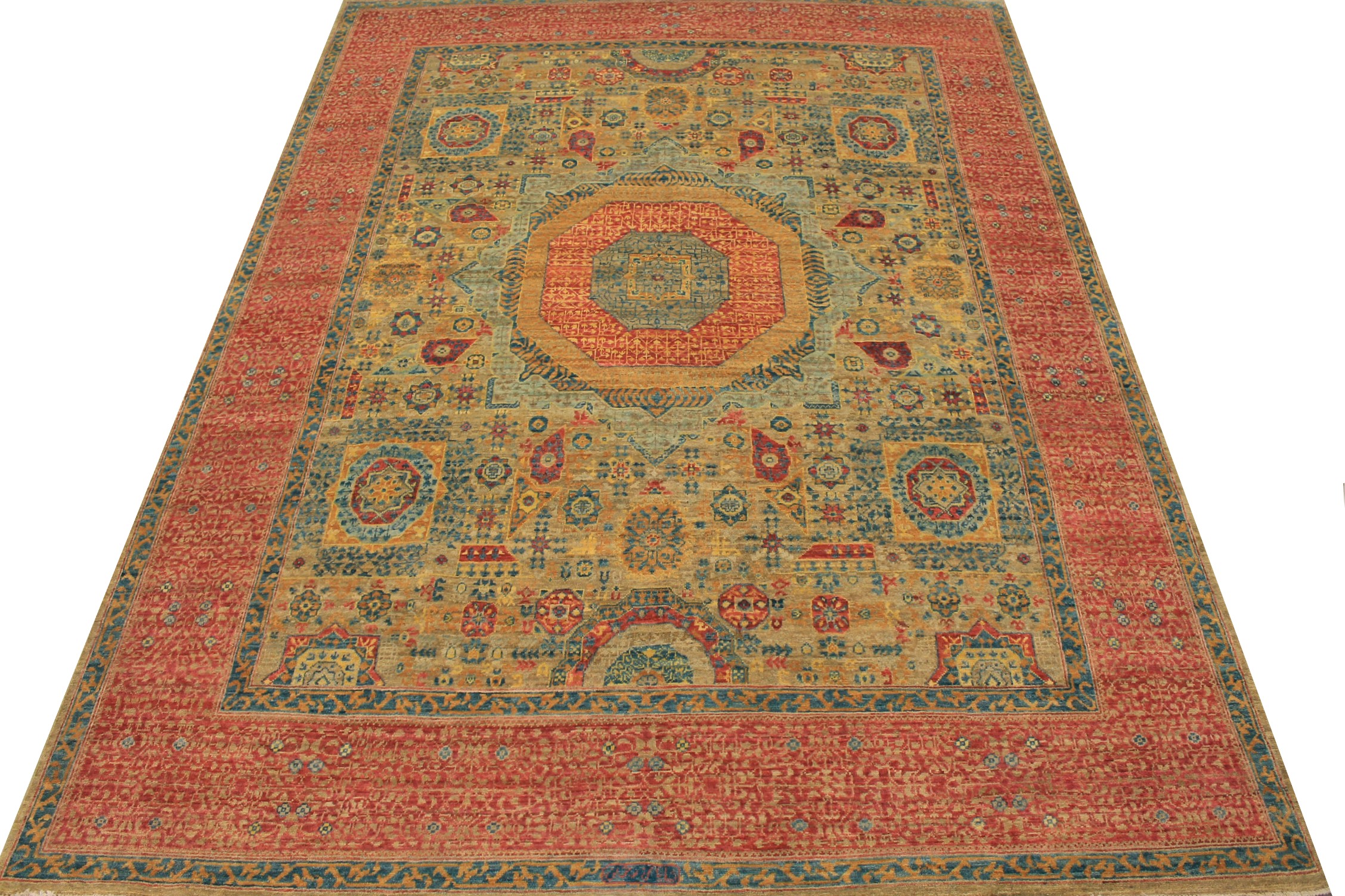 Traditional & Oriental Rugs Aryana 028848 Green & Rust - Orange Hand Knotted Rug