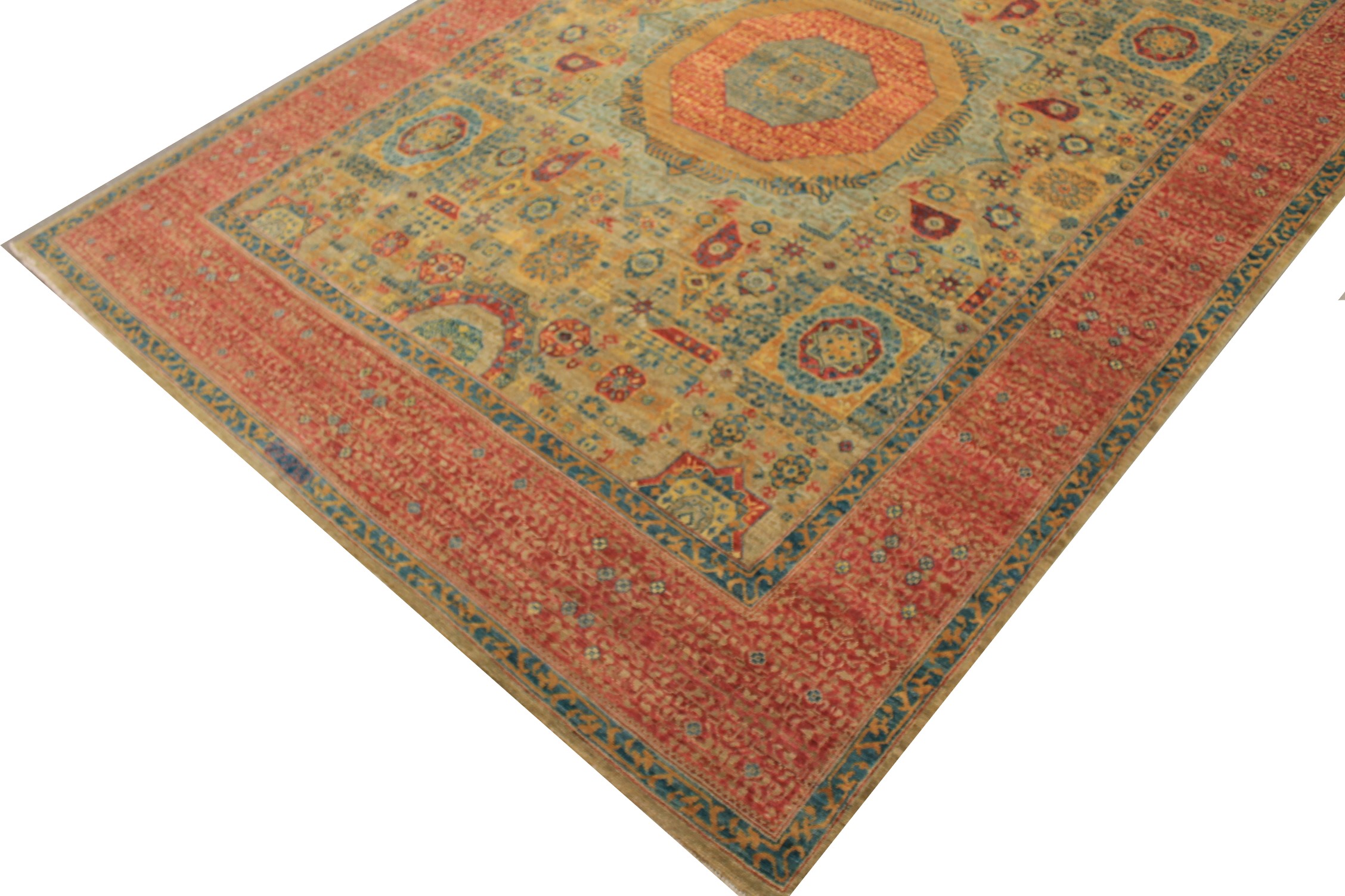 Traditional & Oriental Rugs Aryana 028848 Green & Rust - Orange Hand Knotted Rug