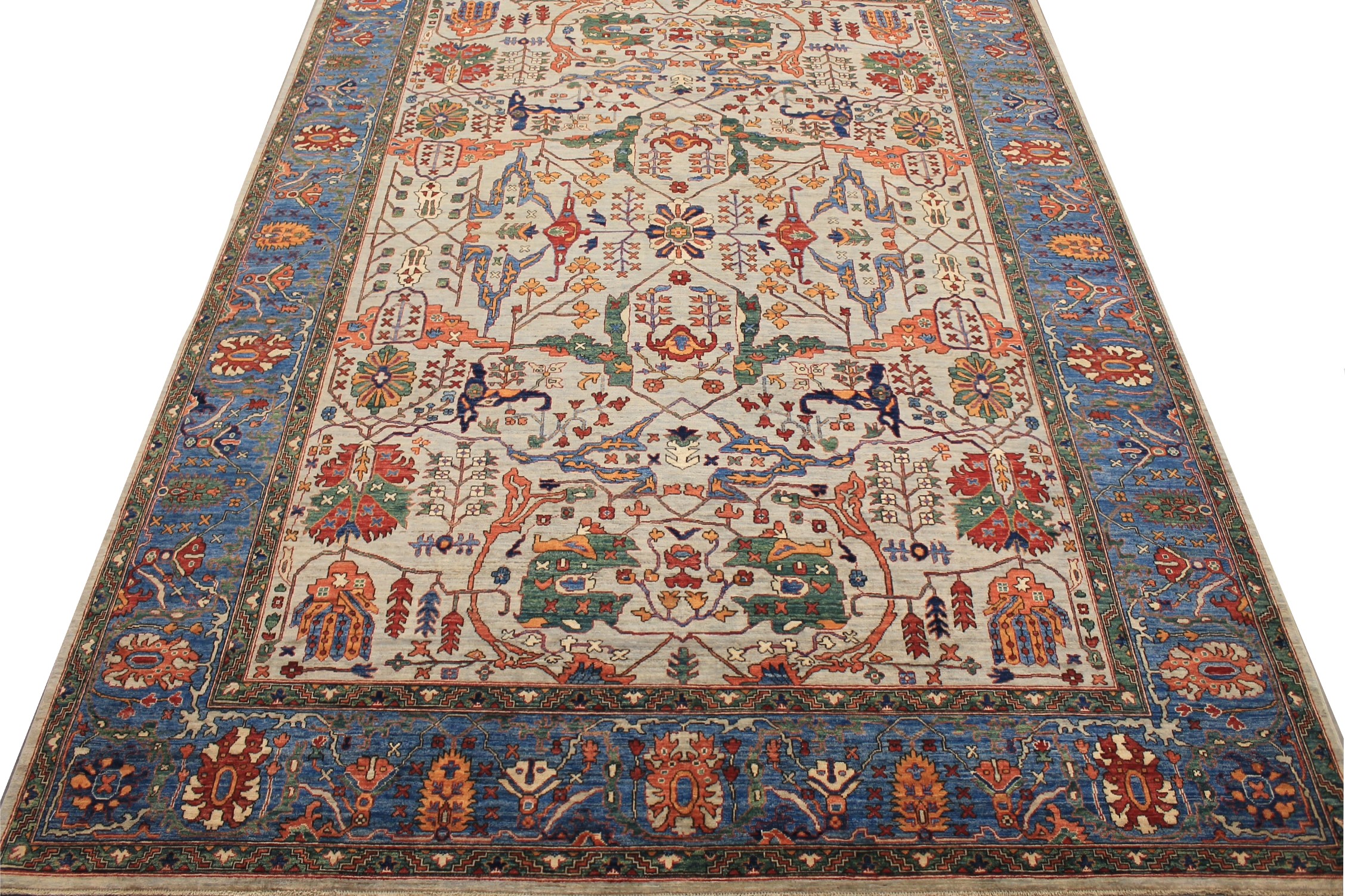 Antique Style Rugs Aryana 027840 Ivory - Beige & Lt. Blue - Blue Hand Knotted Rug