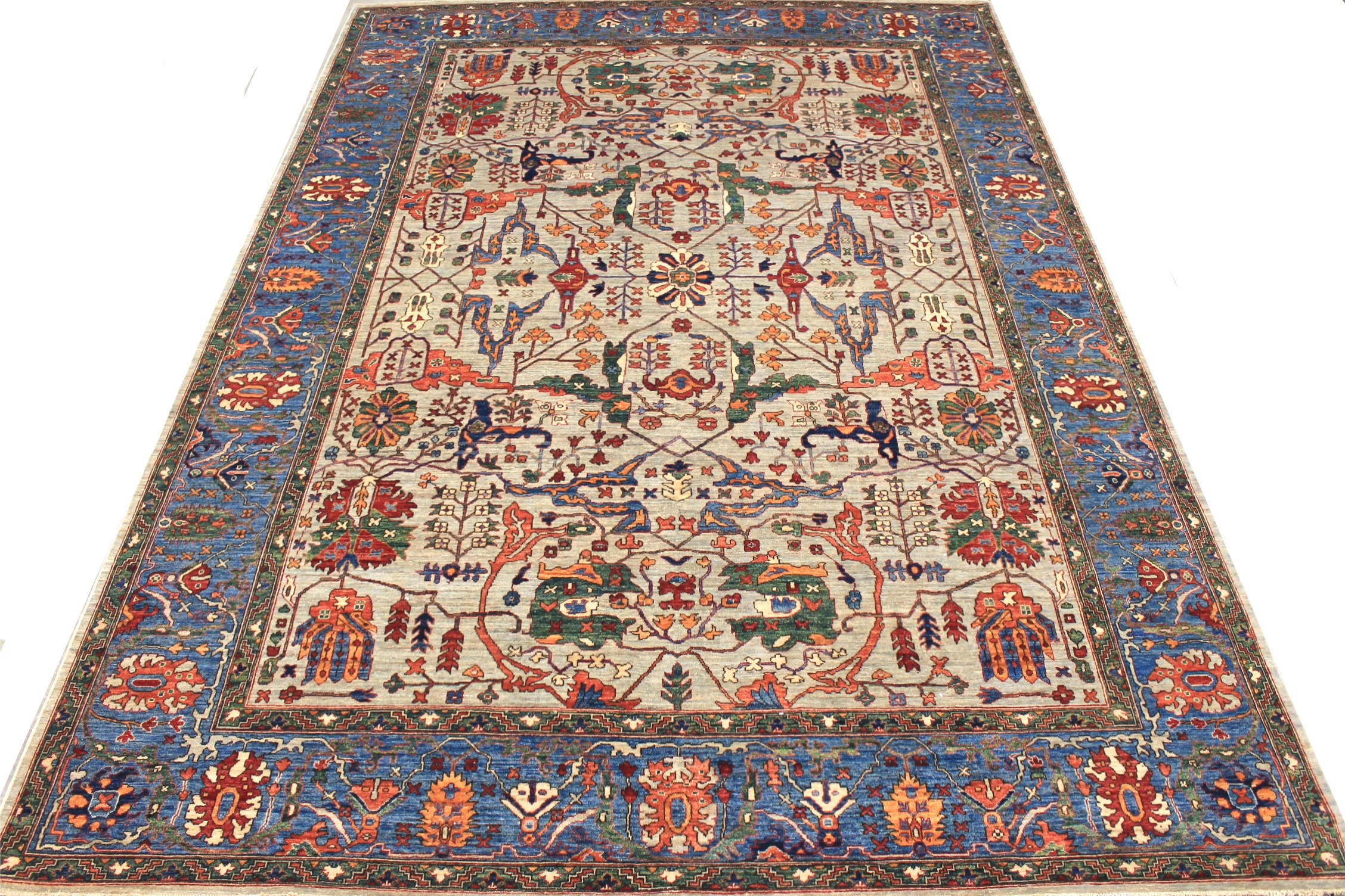 Antique Style Rugs Aryana 027840 Ivory - Beige & Lt. Blue - Blue Hand Knotted Rug