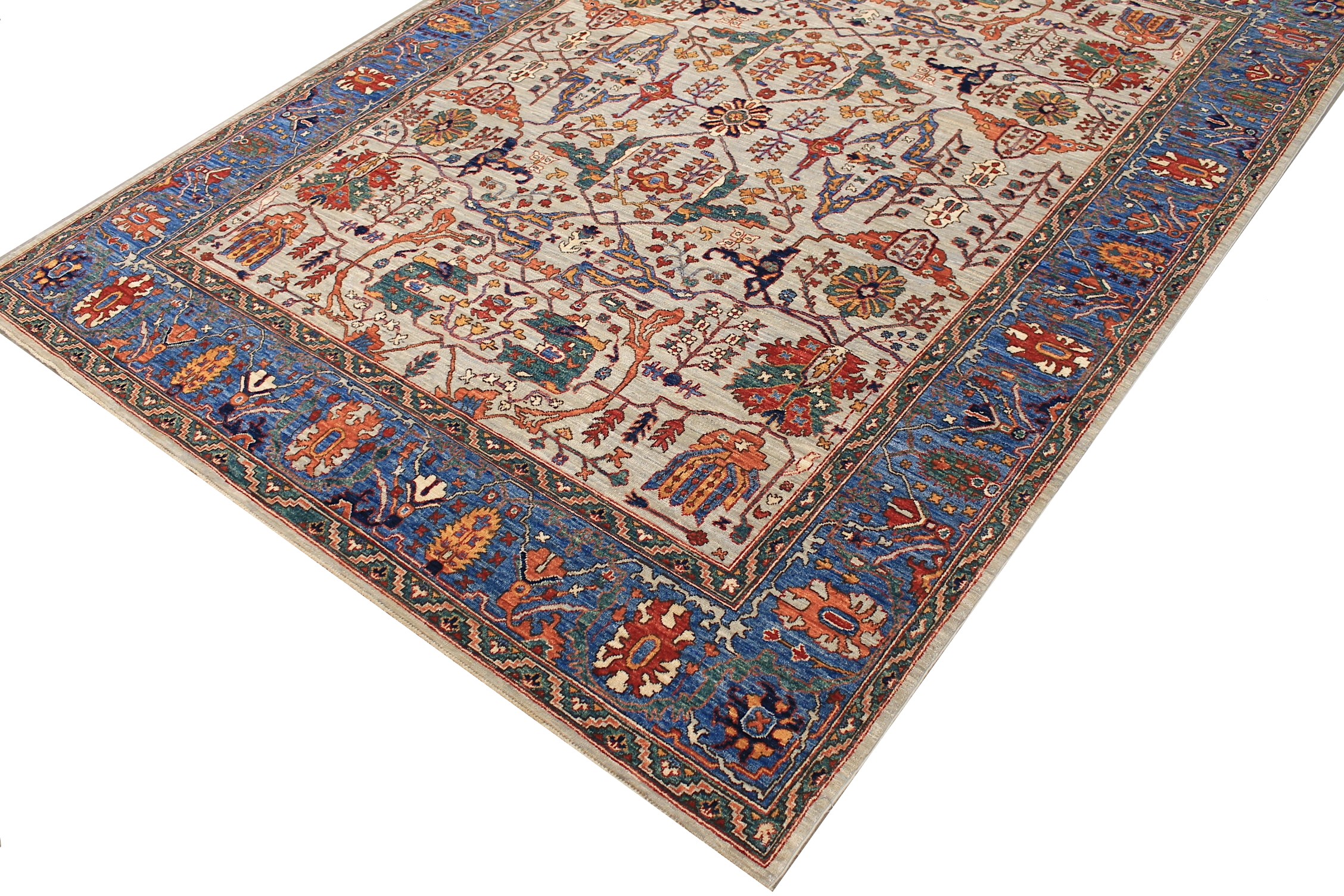 Antique Style Rugs Aryana 027817 Ivory - Beige & Medium Blue - Navy Hand Knotted Rug