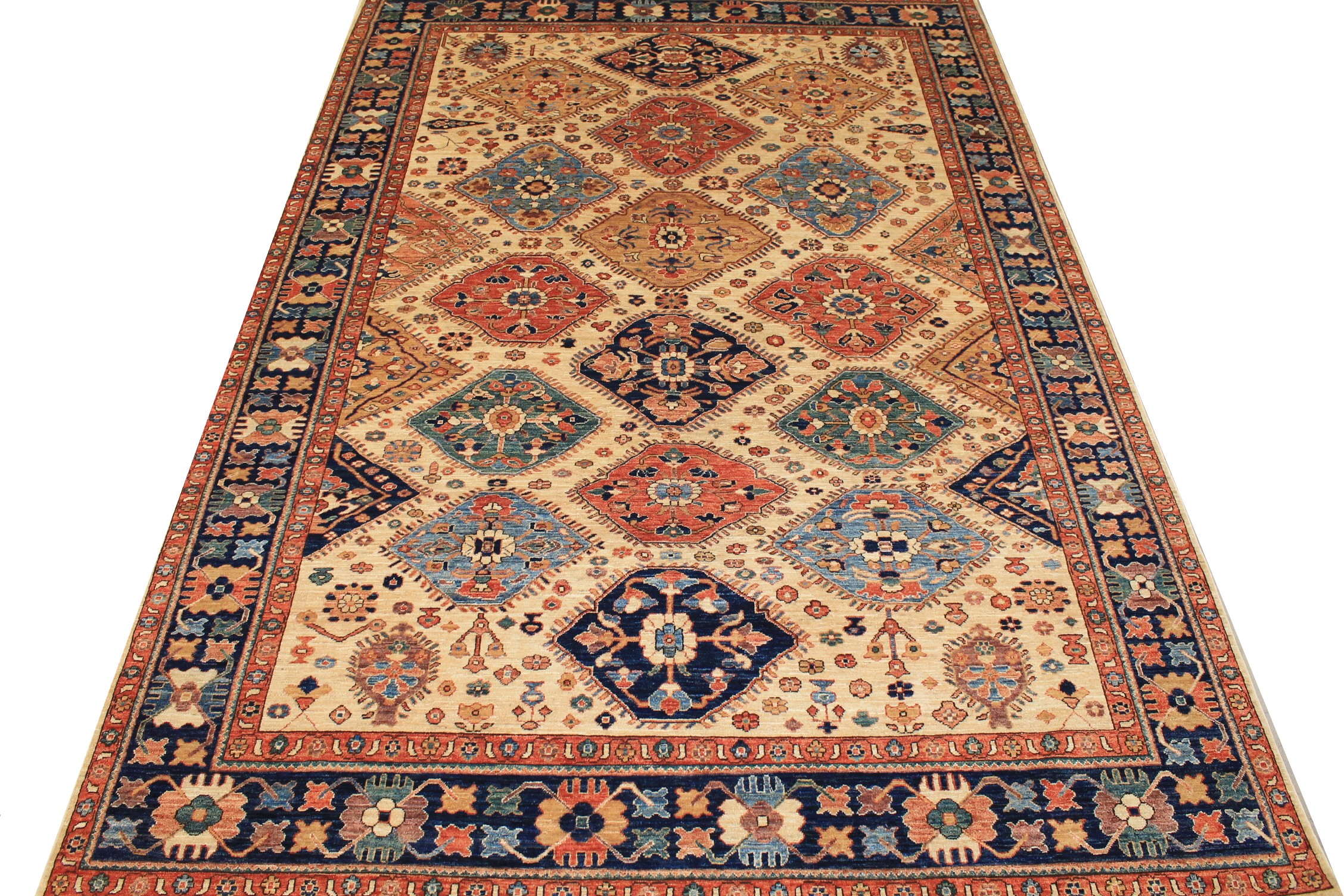 Traditional & Oriental Rugs Aryana 027258 Ivory - Beige & Medium Blue - Navy Hand Knotted Rug