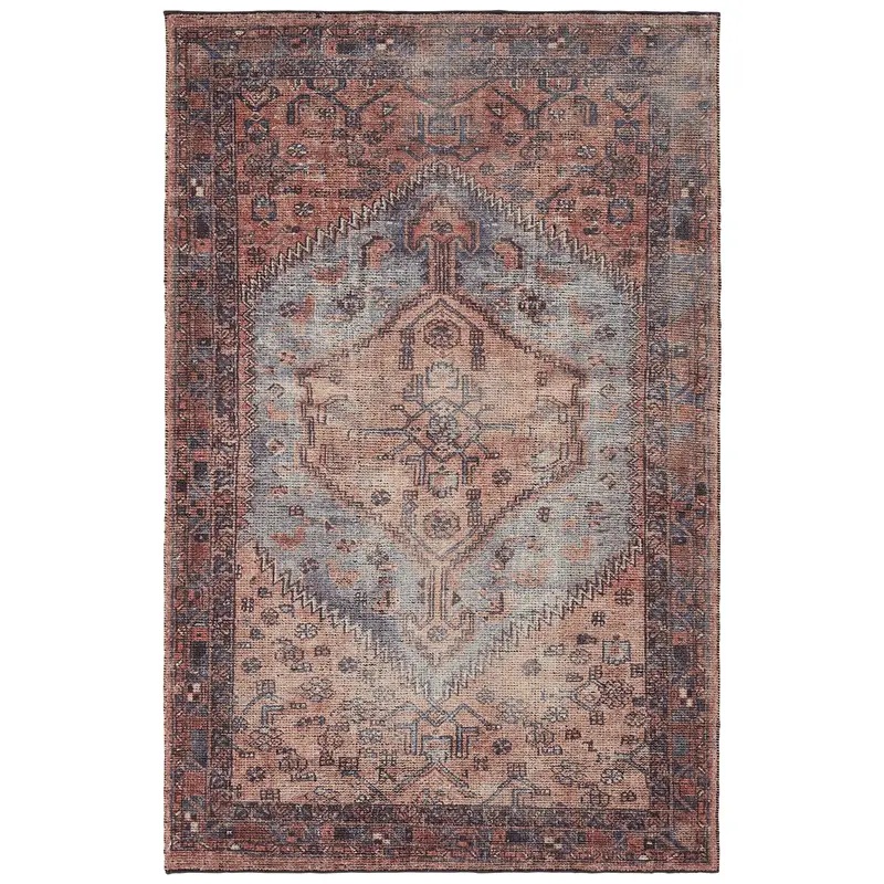 Antique Style Rugs Theo THO01 Rust - Orange & Lt. Brown - Chocolate Hand Woven Rug