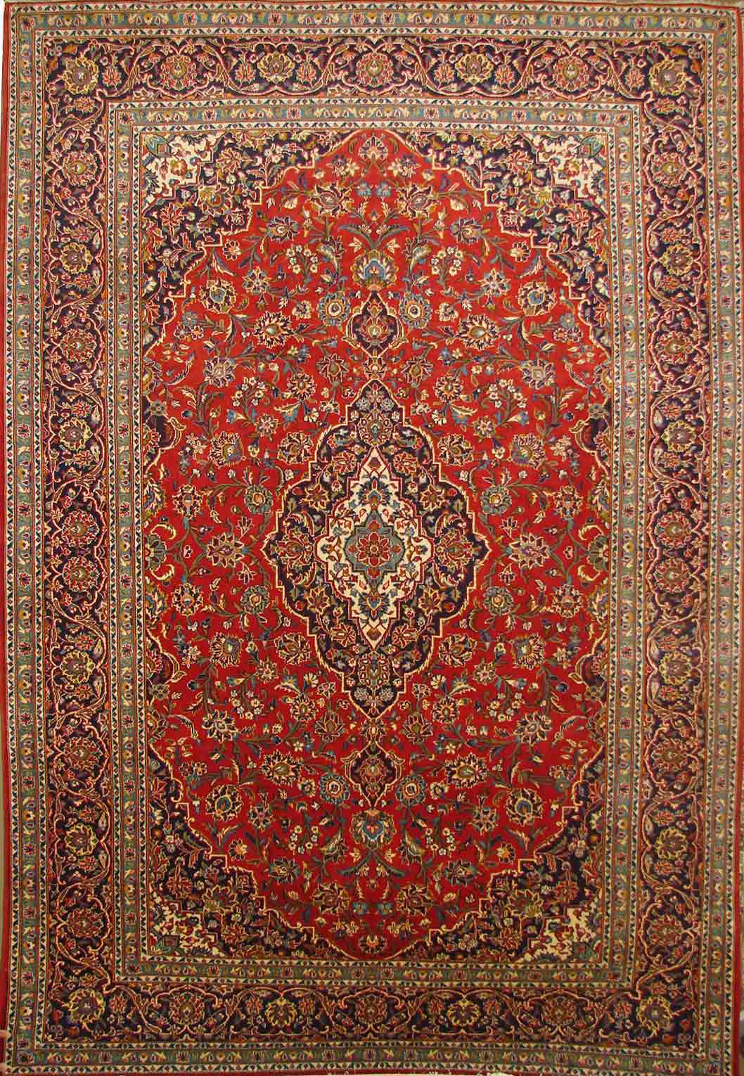 Antique Style Rugs KASHAN 2020 Rust - Orange & Black - Charcoal Hand Knotted Rug