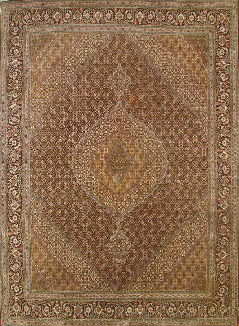 Antique Style Rugs MAHI TABRIZ 20114 Lt. Brown - Chocolate Hand Knotted Rug
