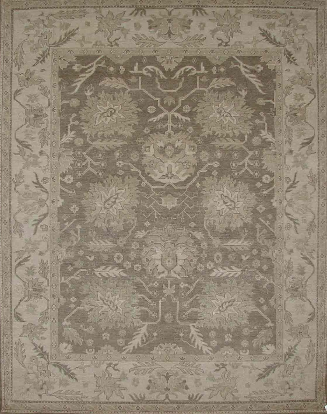 Oushak Rugs TURK-1 17528 Lt. Brown - Chocolate & Ivory - Beige Hand Knotted Rug
