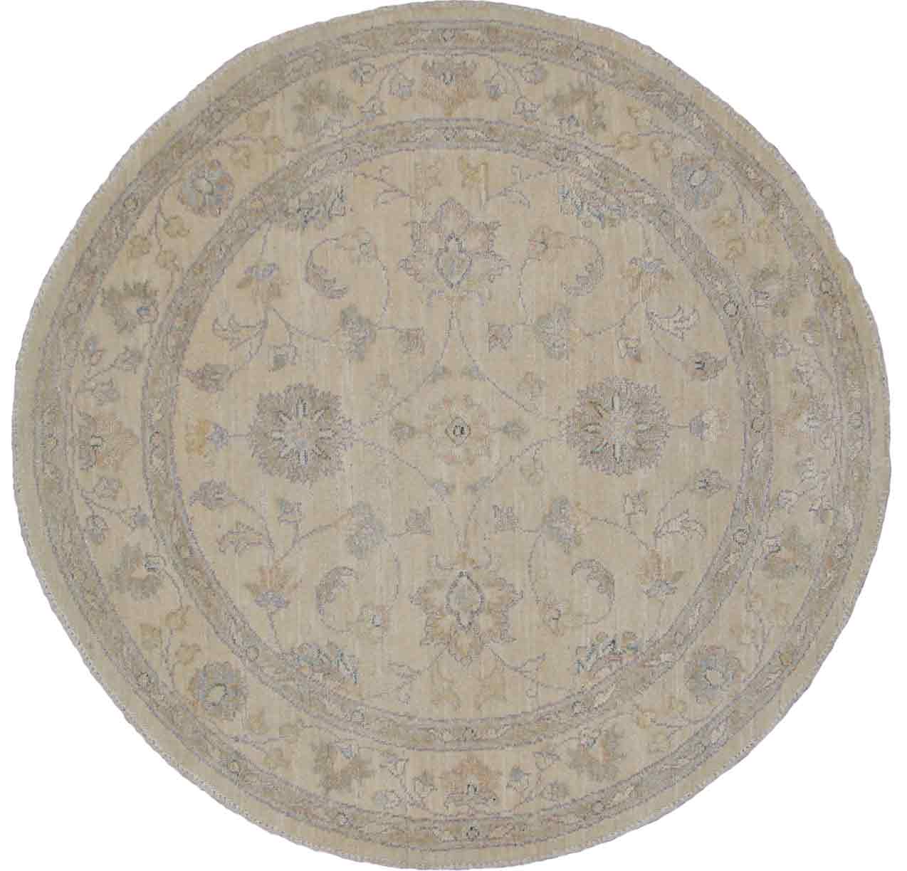 Round, Octagon & Square Rugs CHOBI 19237 Ivory - Beige Hand Knotted Rug