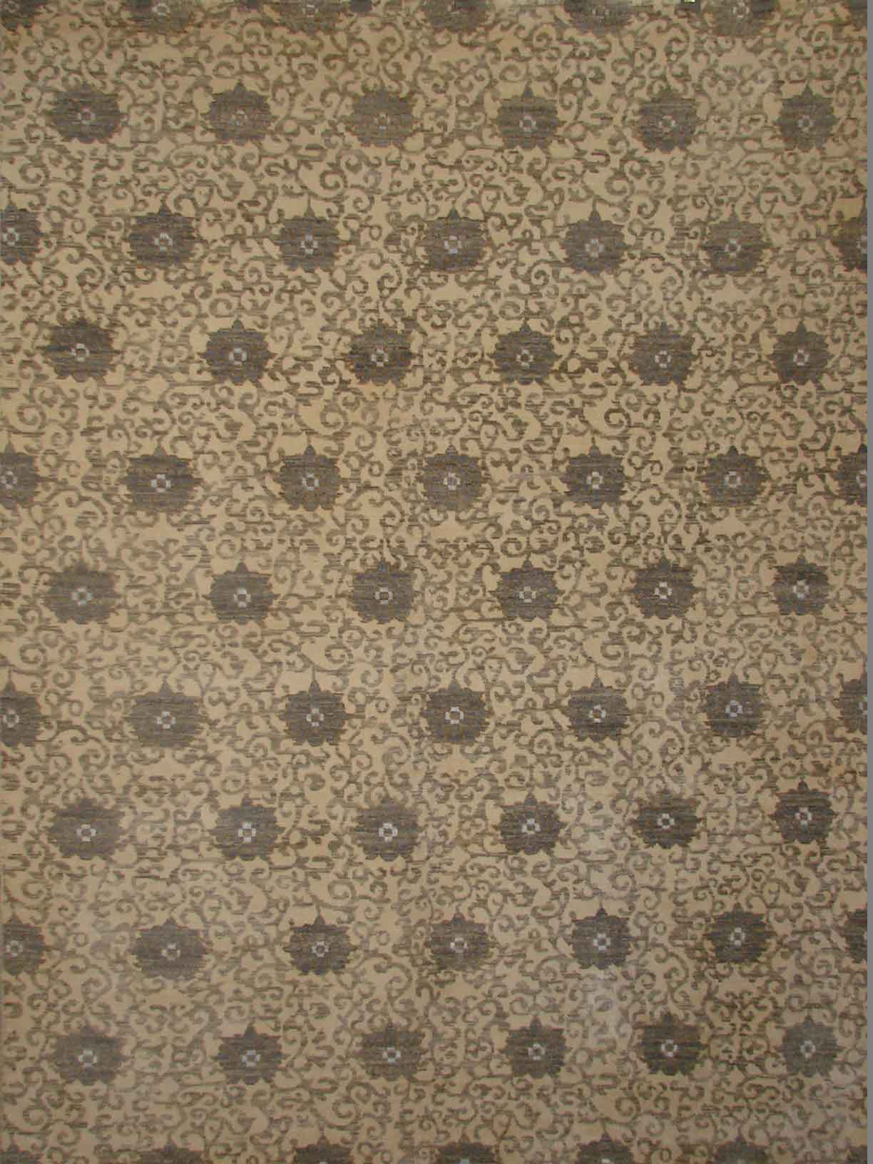 Contemporary & Transitional Rugs NAWAB 18085 Ivory - Beige & Lt. Grey - Grey Hand Knotted Rug