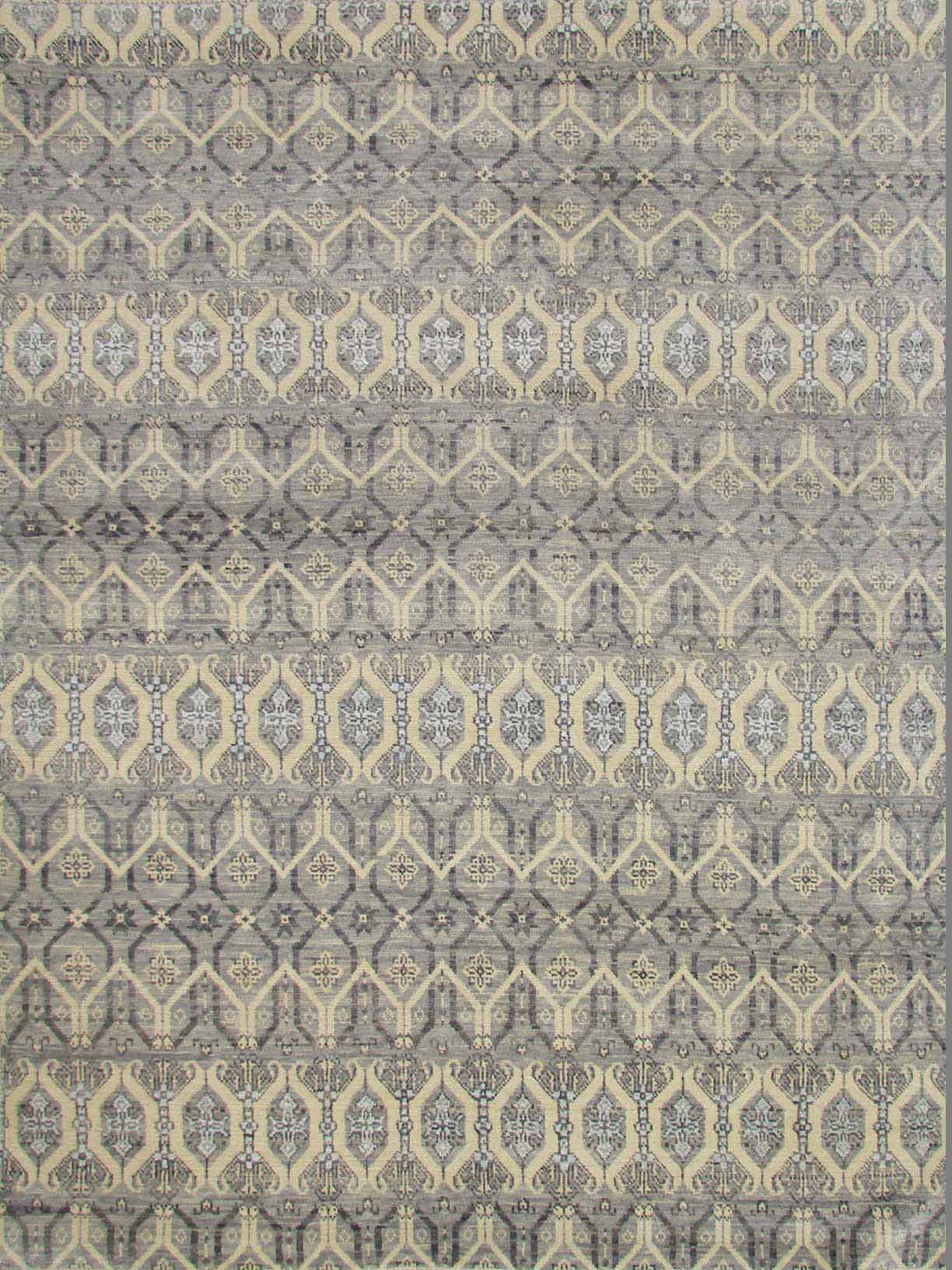 Contemporary & Transitional Rugs NAWAB 18525 Lt. Grey - Grey & Ivory - Beige Hand Knotted Rug